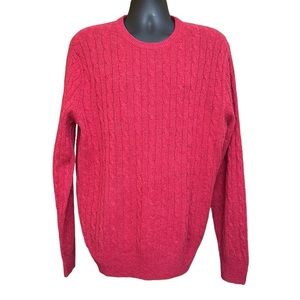J. Crew  Red 100% Lambs wool  Cable Knit Crew Neck Sweater Size Men's XL